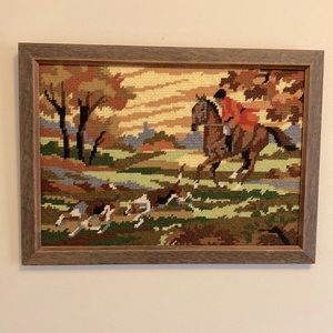 Embroidered framed Equestrian wall art